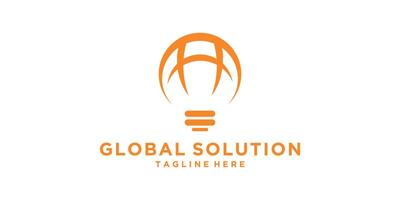 logo design combination of earth and light, global, energy, solution, intelligence, logo design , symbol, icon, idea, creative. vector