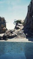 coastal view of a sand beach with cliffs video