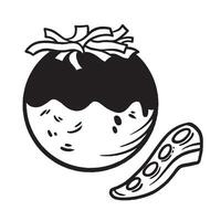 Takoyaki icon illustration drawing isolated on square white background. Simple flat outlined black and white cartoon art styled drawing. vector
