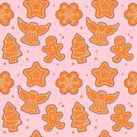 Seamless pattern with gingerbread men vector