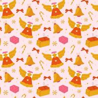 Christmas background with angels and presents vector