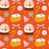 Christmas background with snow globe and snowflakes vector
