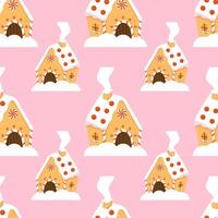 Seamless pattern with gingerbread houses vector