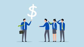 financial advisor, 4k animation of business advisor providing financial guidance with dollar bills. video