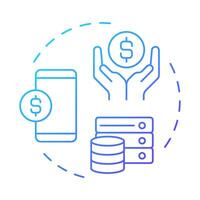 MEM blue gradient concept icon. Mobile expenses management. Data cost, business. Finance, budget. Round shape line illustration. Abstract idea. Graphic design. Easy to use in infographic, presentation vector