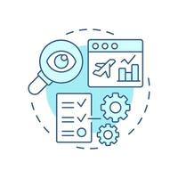 Aircraft reporting soft blue concept icon. Regulatory compliance, statistics. Round shape line illustration. Abstract idea. Graphic design. Easy to use in infographic, presentation vector