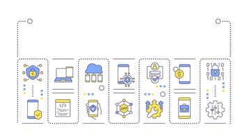 Mobile device management word concept isolated on white. Cloud data, corporate security. Creative illustration banner surrounded by editable line colorful icons vector