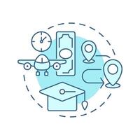 Aircraft rental soft blue concept icon. Jet hire, service. Commerce, business. Round shape line illustration. Abstract idea. Graphic design. Easy to use in infographic, presentation vector