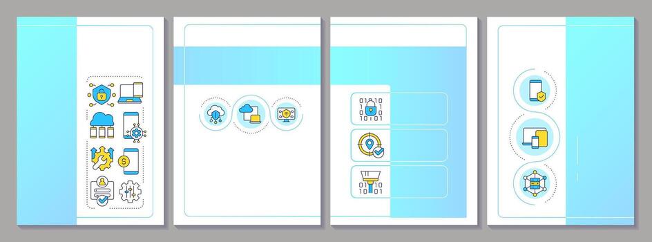 Mobile device management brochure template. Leaflet design with linear icons. Editable 4 layouts for presentation, annual reports vector