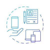 Device enrollment blue gradient concept icon. Endpoint security, access control. Profile data. Round shape line illustration. Abstract idea. Graphic design. Easy to use in infographic, presentation vector
