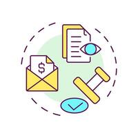 Submit invoice to factor multi color concept icon. Factoring process. Representing submission, review and approval. Round shape line illustration. Abstract idea. Graphic design. Easy to use in article vector