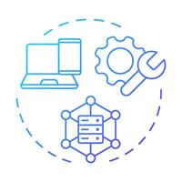 UEM blue gradient concept icon. Unified endpoint management. Database, computing. Cross platform. Round shape line illustration. Abstract idea. Graphic design. Easy to use in infographic, presentation vector