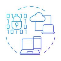 BYOD blue gradient concept icon. Personal devices usability, corporate. Cloud data, code security. Round shape line illustration. Abstract idea. Graphic design. Easy to use in infographic vector