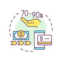 Receive advanced payment multi color concept icon. Factoring process. Dollar bill with arrows indicating cash flow. Round shape line illustration. Abstract idea. Graphic design. Easy to use in article vector