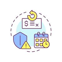 Resource factoring multi color concept icon. Symbolizing financial responsibility and risk. Shield with alert sign. Round shape line illustration. Abstract idea. Graphic design. Easy to use in article vector