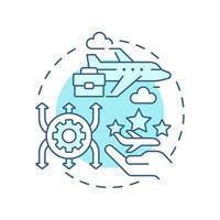 Business aircraft soft blue concept icon. Private jet, luxury service. Commercial airplane. Round shape line illustration. Abstract idea. Graphic design. Easy to use in infographic, presentation vector