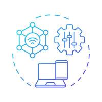Remote configuration blue gradient concept icon. Access control, cybersecurity. Network, settings. Round shape line illustration. Abstract idea. Graphic design. Easy to use in infographic vector