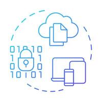 EMM blue gradient concept icon. Enterprise mobile management. Cloud technology, corporate. Round shape line illustration. Abstract idea. Graphic design. Easy to use in infographic, presentation vector