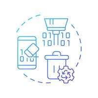 Remote wipe blue gradient concept icon. Data management, cyber security. System, protocols. Round shape line illustration. Abstract idea. Graphic design. Easy to use in infographic, presentation vector