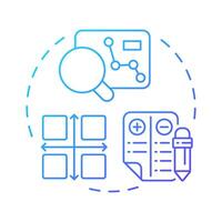 Evaluate product blue gradient concept icon. Reverse engineering process. Assessment and analysis. Round shape line illustration. Abstract idea. Graphic design. Easy to use in article vector
