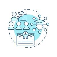 Pilot ground school soft blue concept icon. Aviation training, graduation certificate. Round shape line illustration. Abstract idea. Graphic design. Easy to use in infographic, presentation vector