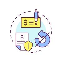 Non-recourse factoring multi color concept icon. Risk-free financial transactions. Document with shield. Round shape line illustration. Abstract idea. Graphic design. Easy to use in article vector