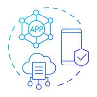 MDM blue gradient concept icon. Mobile device management. Cloud data, software. Technology, system. Round shape line illustration. Abstract idea. Graphic design. Easy to use in infographic vector