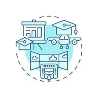 Flight simulators soft blue concept icon. Pilot training, piloting. Aviation skills. Round shape line illustration. Abstract idea. Graphic design. Easy to use in infographic, presentation vector