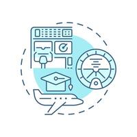 Flight lesson soft blue concept icon. Pilot training, aviation. Avionics, education. Round shape line illustration. Abstract idea. Graphic design. Easy to use in infographic, presentation vector
