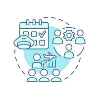 Pilot crew management soft blue concept icon. Aircraft personnel, professional. Aviation services. Round shape line illustration. Abstract idea. Graphic design. Easy to use in infographic vector
