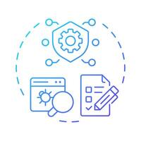 Product security analysis blue gradient concept icon. Reverse engineering application. Assess vulnerabilities. Round shape line illustration. Abstract idea. Graphic design. Easy to use in article vector