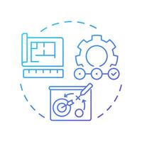 Forward engineering blue gradient concept icon. Systematic engineering process. Blueprint and gear. Round shape line illustration. Abstract idea. Graphic design. Easy to use in article vector