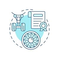 Aircraft parts supply soft blue concept icon. Regulatory compliance, certification. Round shape line illustration. Abstract idea. Graphic design. Easy to use in infographic, presentation vector