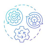 Repurposing blue gradient concept icon. Reverse engineering usage. Reuse and adaptation of product. Round shape line illustration. Abstract idea. Graphic design. Easy to use in article vector
