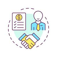 Seller multi color concept icon. Factoring party. Business client. Financial deal. Sales agreement. Round shape line illustration. Abstract idea. Graphic design. Easy to use in article vector