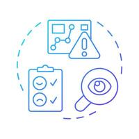 Detect side effects blue gradient concept icon. Reverse engineering application. Problem identification. Round shape line illustration. Abstract idea. Graphic design. Easy to use in article vector