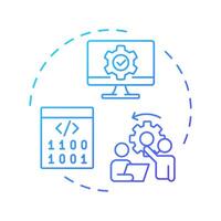 Software reverse engineering blue gradient concept icon. Code analysis. System restructuring, improvement. Round shape line illustration. Abstract idea. Graphic design. Easy to use in article vector