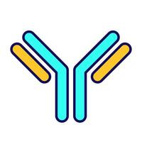 Antibody structure RGB color icon. Immunoglobulin. Immune response. Biotechnology. Specific antibody concept. Isolated illustration. Simple filled line drawing. Editable stroke vector