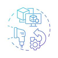 3d reverse engineering blue gradient concept icon. Creating virtual model. Scanning physical object. Round shape line illustration. Abstract idea. Graphic design. Easy to use in article vector