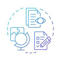 Information gathering blue gradient concept icon. Reverse engineering process. Data collection for research. Round shape line illustration. Abstract idea. Graphic design. Easy to use in article vector