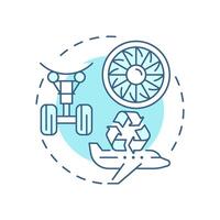 Aircraft reclamation soft blue concept icon. Airplane maintenance. Engineering, reuse. Round shape line illustration. Abstract idea. Graphic design. Easy to use in infographic, presentation vector