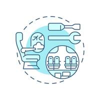 Aircraft interior refurbishment soft blue concept icon. Customer comfort, airplane maintenance. Round shape line illustration. Abstract idea. Graphic design. Easy to use in infographic, presentation vector