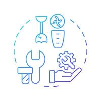 Mechanical reverse engineering blue gradient concept icon. Analyzing, replicating, understanding mechanical parts. Round shape line illustration. Abstract idea. Graphic design. Easy to use in article vector