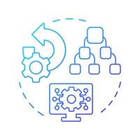 Reverse engineering blue gradient concept icon. System deconstruction and technical analysis. Reverse process. Round shape line illustration. Abstract idea. Graphic design. Easy to use in article vector