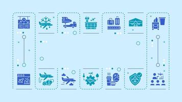 Aviation services soft blue word concept. Avionics, technology. Maintenance, reliability. Visual communication. Banner with lettering text, editable glyph icons vector