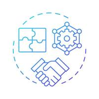 Product compatibility blue gradient concept icon. Reverse engineering usage. System interoperability. Round shape line illustration. Abstract idea. Graphic design. Easy to use in article vector