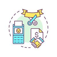 Receive final payment multi color concept icon. Factoring process. Transaction completion and success. Round shape line illustration. Abstract idea. Graphic design. Easy to use in article vector