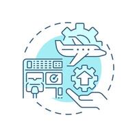 Airframe modification soft blue concept icon. Aircraft maintenance, engineering. Round shape line illustration. Abstract idea. Graphic design. Easy to use in infographic, presentation vector