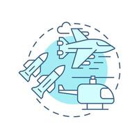 Military aircraft soft blue concept icon. Army helicopter, aviation services. Round shape line illustration. Abstract idea. Graphic design. Easy to use in infographic, presentation vector