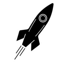 Rocket glyph icon. Spaceship isolated illustration. Startup symbol vector